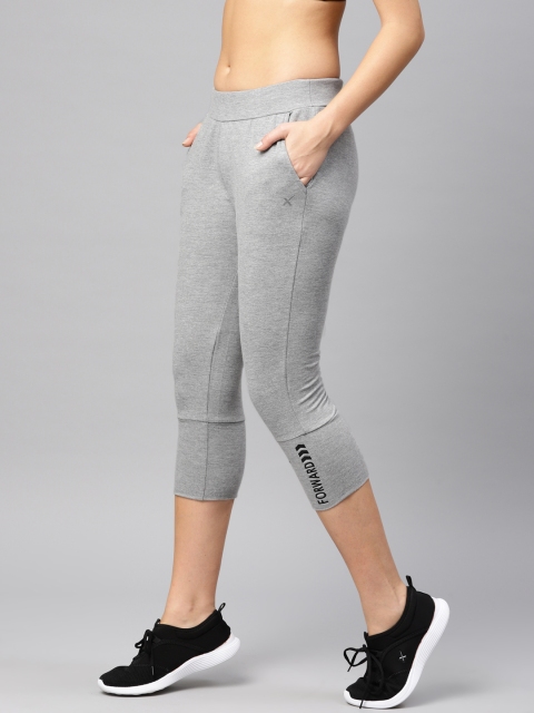 

HRX by Hrithik Roshan Women Grey Melange Active Straight Fit 3/4th Track pants