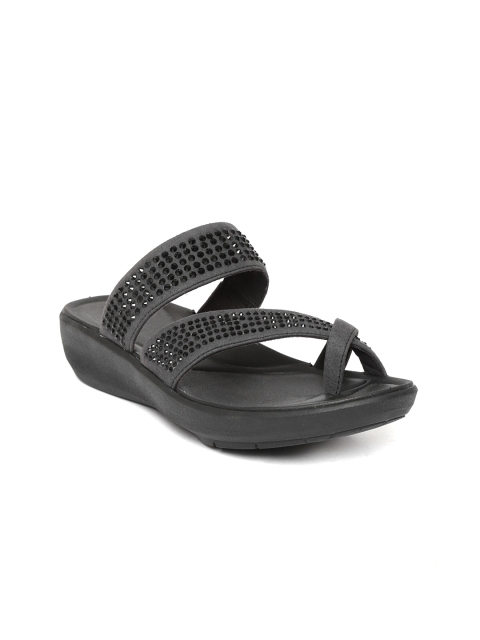 

Clarks Women Charcoal Grey Studded One Toe Flats