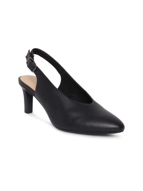 

Clarks Women Black Calla Violet Leather Heels