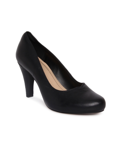 

Clarks Women Black Solid Leather Pumps