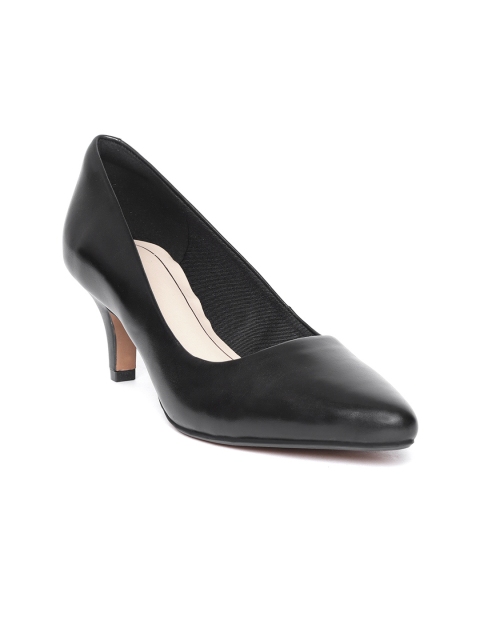 

Clarks Women Black Leather Solid Pumps
