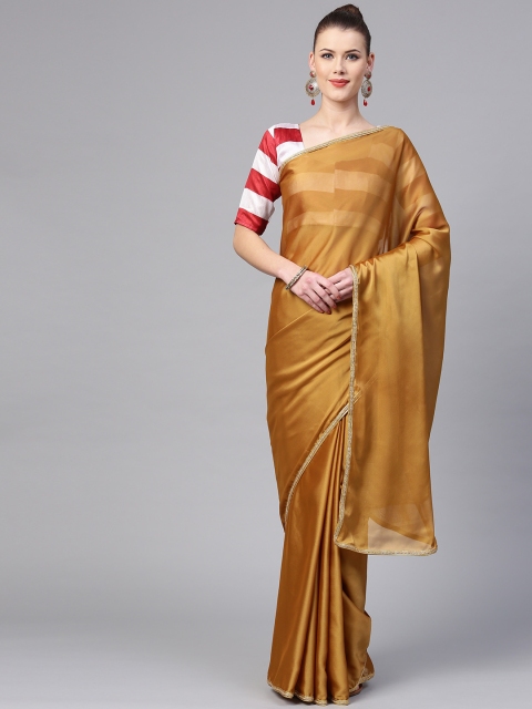 

Saree mall Mustard Brown Solid Saree