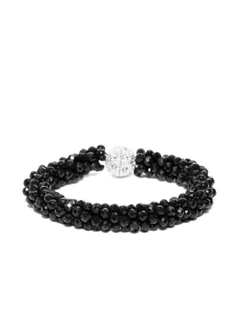 

Jewels Galaxy Black Silver-Plated Beaded Handcrafted Bracelet