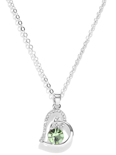 

Jewels Galaxy Rhodium-Plated Handcrafted Pendant with Crystals From Swarovski & Chain, Silver