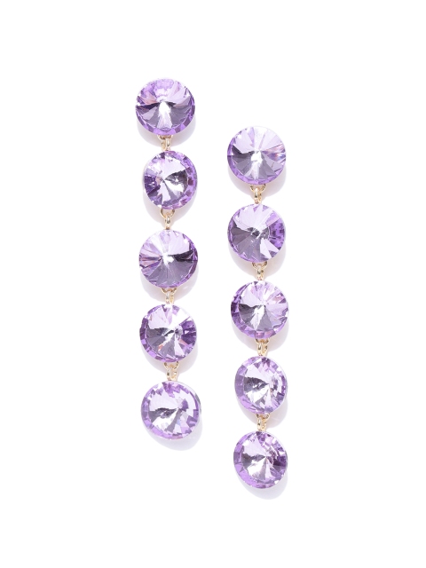

Jewels Galaxy Lavender Gold-Plated Stone-Studded Handcrafted Circular Drop Earrings