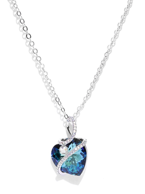 

Jewels Galaxy Rhodium-Plated Handcrafted Pendant with Crystals From Swarovski & Chain, Silver