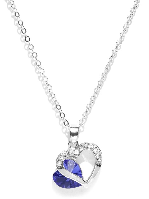 

Jewels Galaxy Rhodium-Plated Handcrafted Pendant with Crystals From Swarovski & Chain, Blue