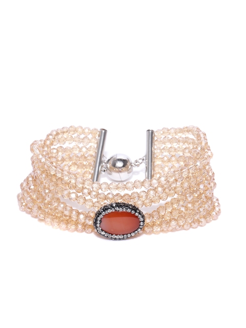 

Jewels Galaxy Beige & Silver-Plated Handcrafted Multistrand Bracelet