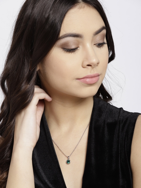 

Jewels Galaxy Rhodium-Plated Handcrafted Pendant with Crystals From Swarovski & Chain, Silver