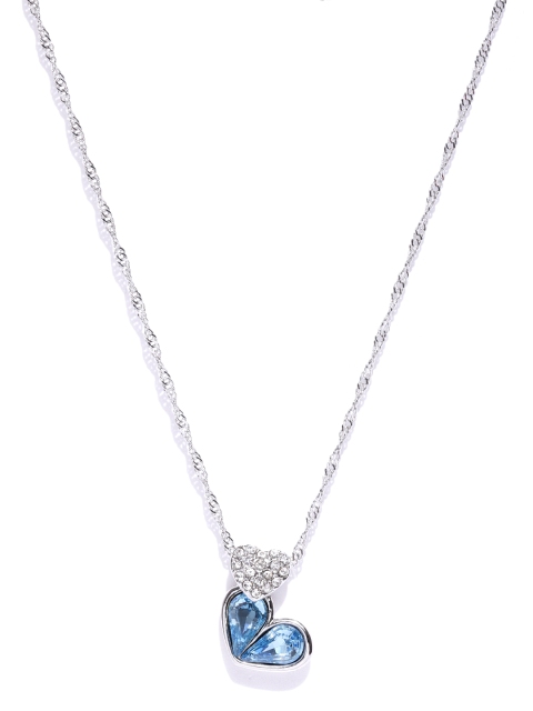 

Jewels Galaxy Rhodium-Plated Handcrafted Pendant with Crystals From Swarovski & Chain, Blue