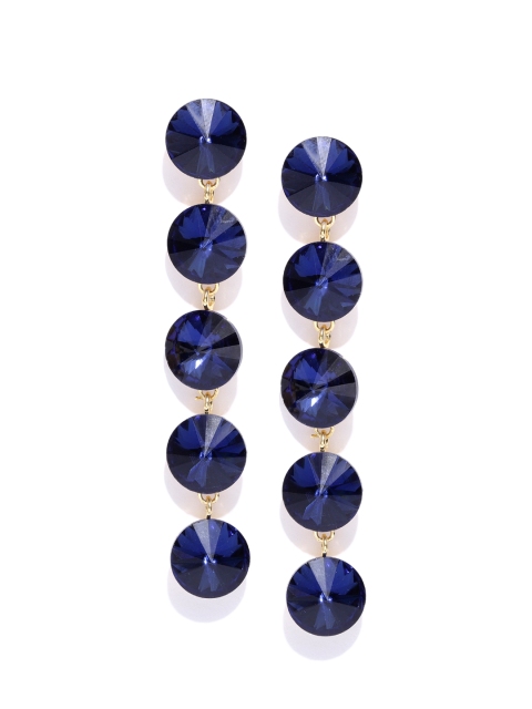 

Jewels Galaxy Gold-Plated Navy Handcrafted Circular Drop Earrings, Navy blue