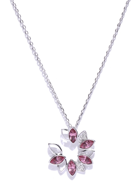 

Jewels Galaxy Rhodium-Plated Handcrafted Pendant with Crystals From Swarovski & Chain, Silver