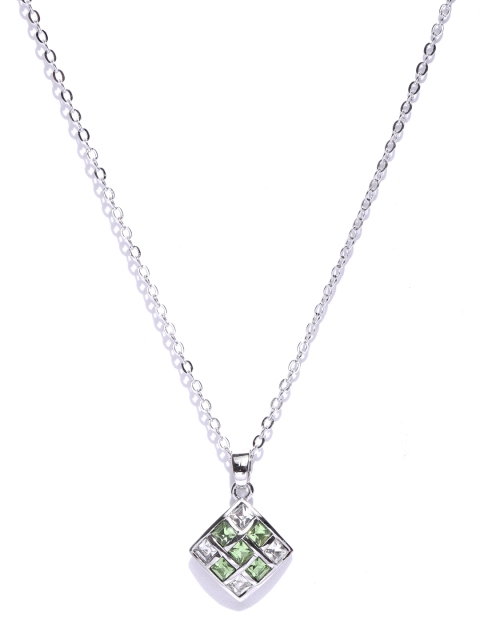 

Jewels Galaxy Rhodium-Plated Handcrafted Pendant with Crystals From Swarovski & Chain, Silver