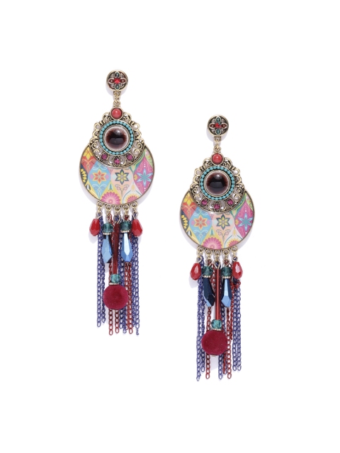 

Jewels Galaxy Maroon Gold-Plated Handcarfted Contemporary Drop Earrings
