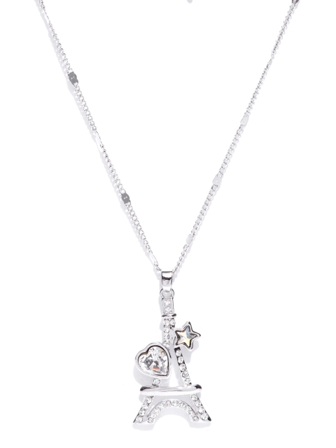 

Jewels Galaxy Rhodium-Plated Handcrafted Pendant with Crystals From Swarovski & Chain, Silver