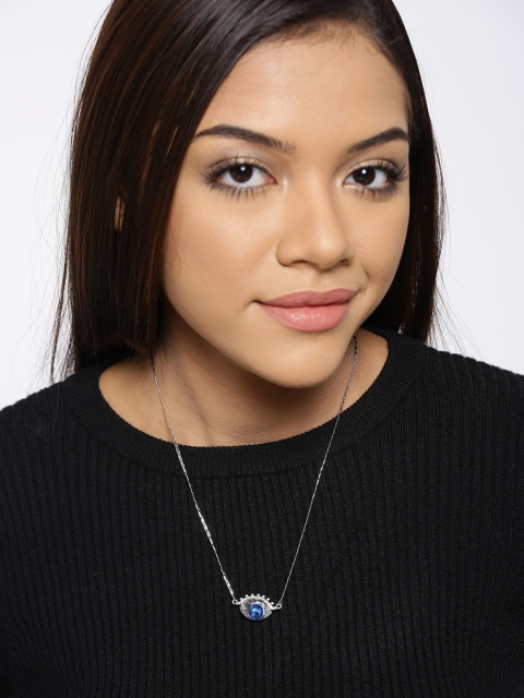 

Jewels Galaxy Rhodium-Plated Handcrafted Pendant with Crystals From Swarovski & Chain, Silver