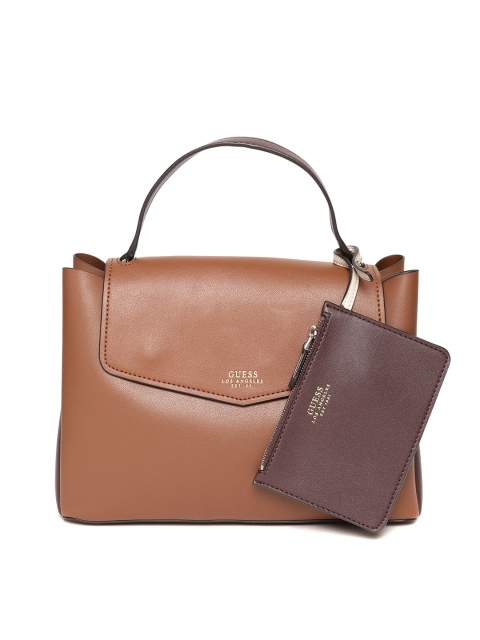 

GUESS Brown Solid Satchel Bag