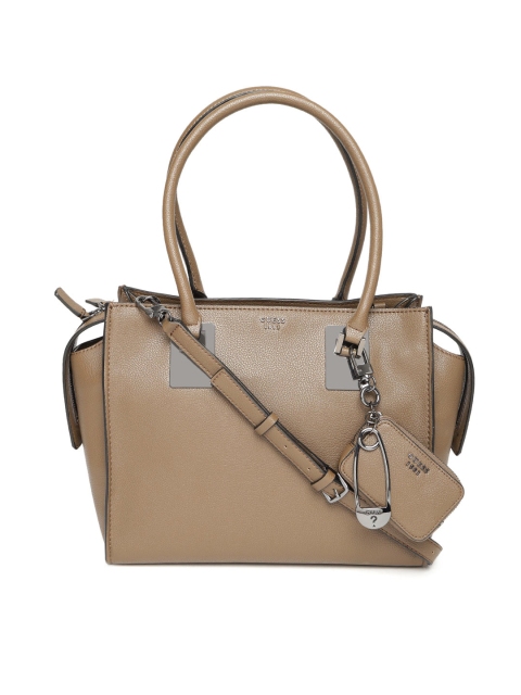 

GUESS Olive Brown Solid Shoulder Bag with Detachable Sling Strap