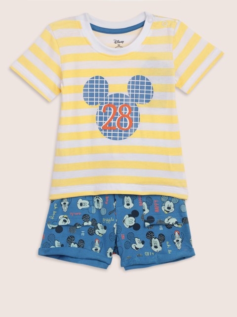 

YK Disney Infant Boys Yellow & Blue Striped T-shirt with Shorts