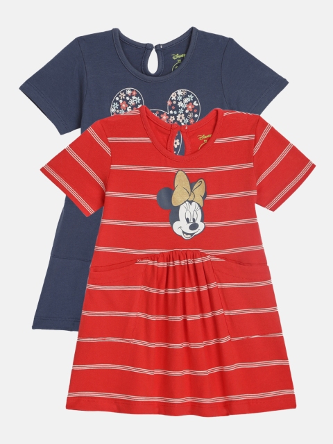 

YK Disney Infant Girls Red & Navy Blue Pack of 2 Minnie Minnie Dresses