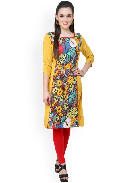 

Pannkh Mustard Yellow Printed Kurta