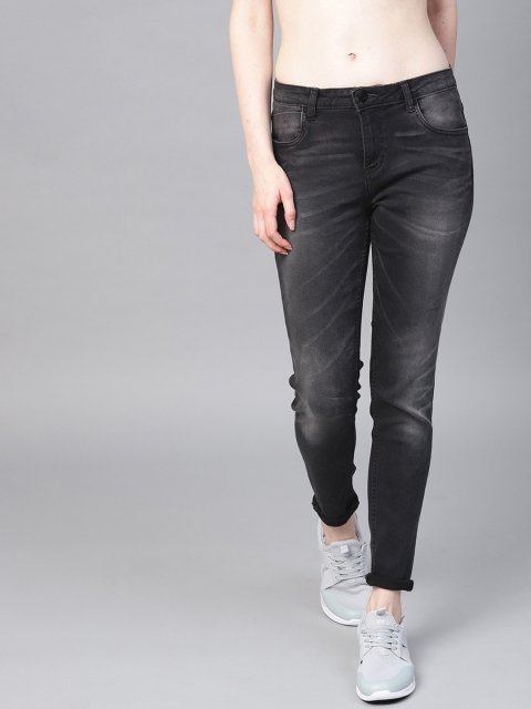

HRX by Hrithik Roshan Women Black Skinny Fit Mid-Rise Clean Look Stretchable Jeans
