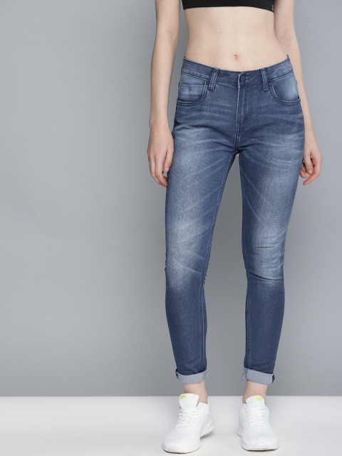 

HRX by Hrithik Roshan Women Blue Skinny Fit Mid-Rise Clean Look Stretchable Jeans