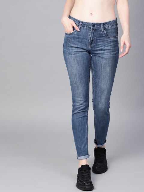 

HRX by Hrithik Roshan Women Blue Skinny Fit Mid-Rise Clean Look Stretchable Jeans