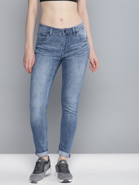 

HRX by Hrithik Roshan Women Blue Skinny Fit Mid-Rise Clean Look Stretchable Jeans