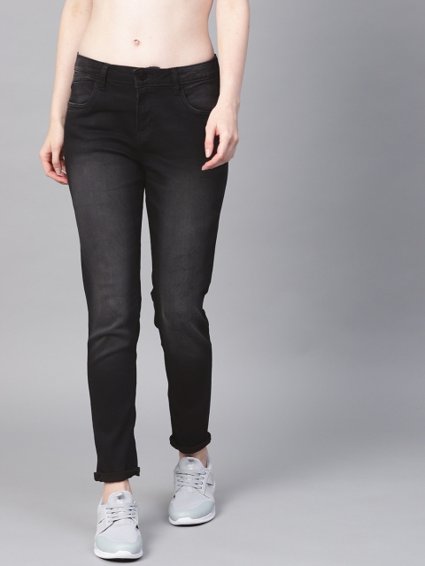 

HRX by Hrithik Roshan Women Black Skinny Fit Mid-Rise Clean Look Stretchable Jeans