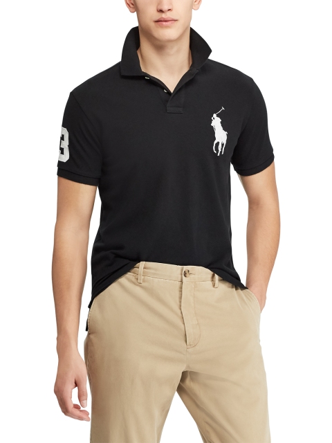 

Polo Ralph Lauren Men Black Solid Polo Collar T-shirt