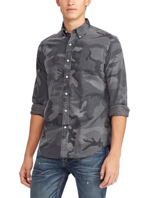 

Polo Ralph Lauren Men Charcoal Grey Slim Fit Camouflage Print Casual Shirt