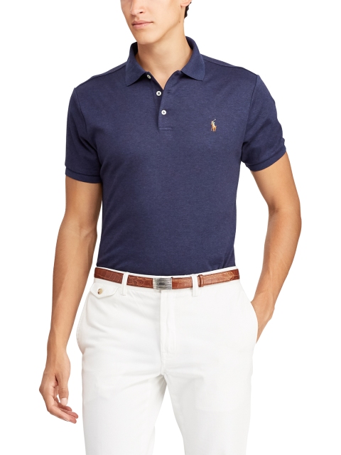 

Polo Ralph Lauren Men Navy Blue Solid Polo Collar T-shirt
