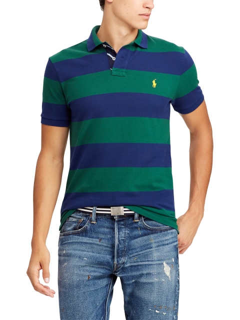 

Polo Ralph Lauren Men Blue Striped Polo Collar T-shirt