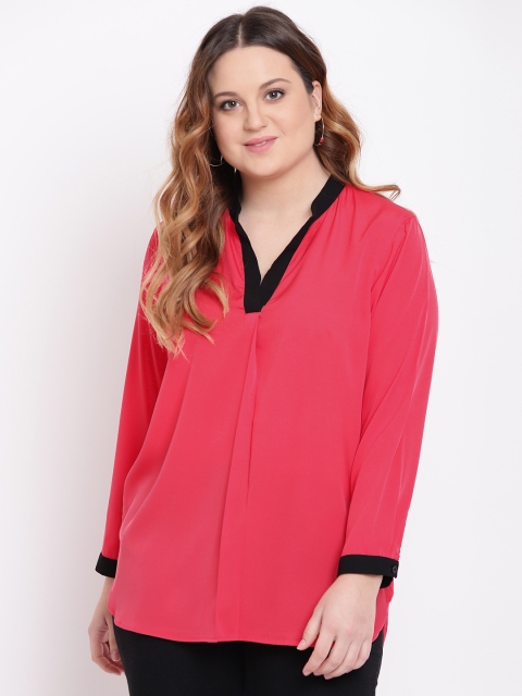 

The Pink Moon Plus Size Women Coral Orange Solid Top