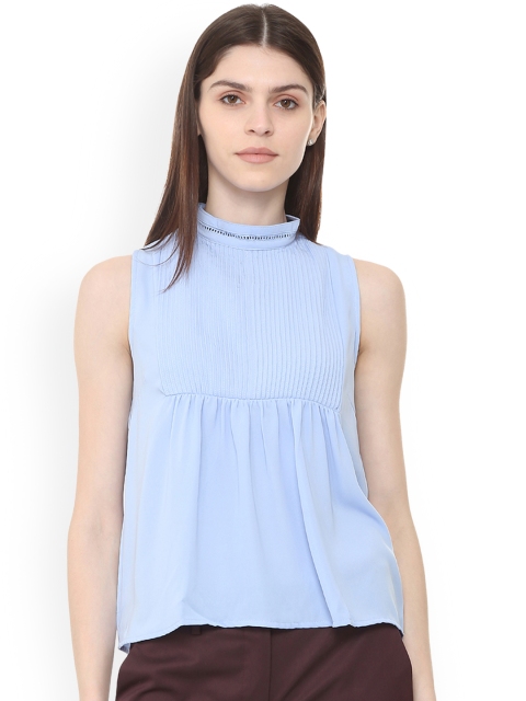 

Van Heusen Woman Blue Solid A-Line Top