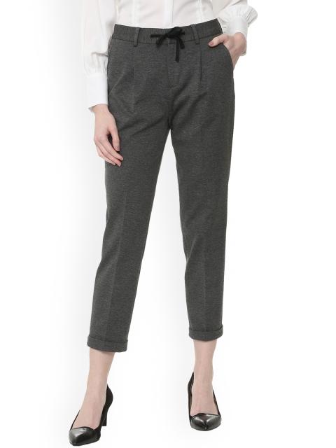 

Van Heusen Woman Charcoal Grey Regular Fit Solid Peg Trousers