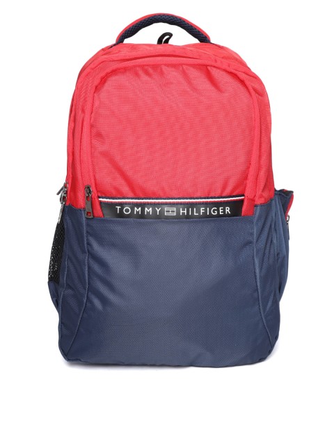 

Tommy Hilfiger Unisex Red & Navy Blue Colourblocked Backpack