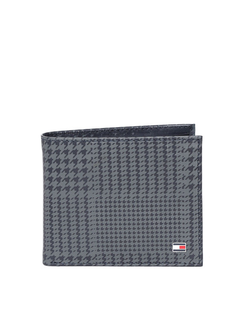 

Tommy Hilfiger Men Navy Blue & Grey Printed Two Fold Leather Wallet