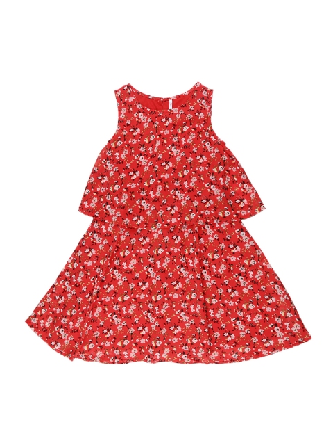 

POPPERS by Pantaloons Girls Red Printed A-Line Dress