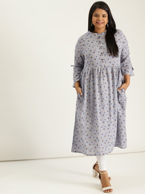 

Sztori Plus Size Women Blue Printed A-Line Kurta