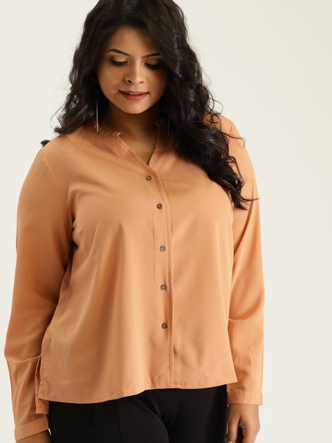 

Sztori Plus Size Women Beige Solid Regular Fit Casual Shirt
