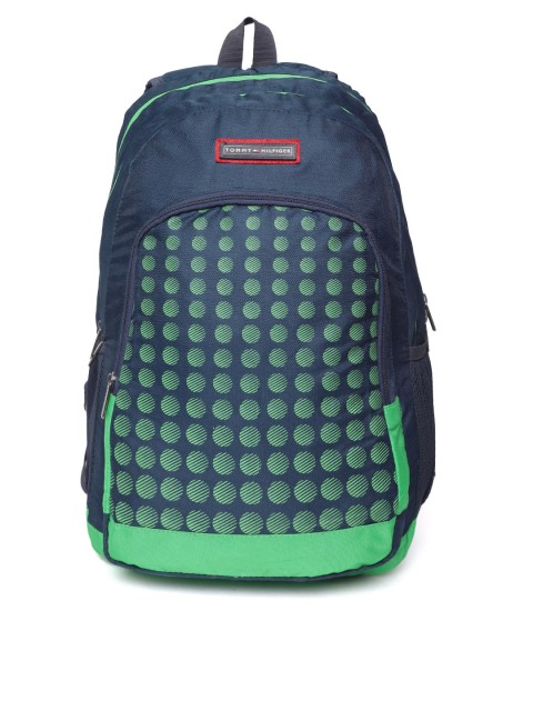 

Tommy Hilfiger Unisex Navy Blue & Green Graphic Backpack