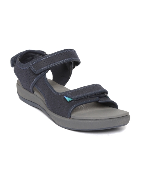 

Clarks Women Navy Perforated Sports Sandals, Navy blue
