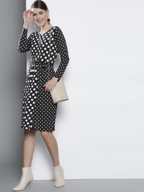 

DOROTHY PERKINS Women Black & White Printed A-Line Dress