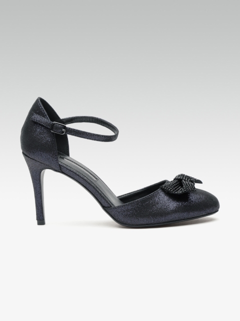 

DOROTHY PERKINS Women Navy Blue Shimmer Pumps with Bow Detail