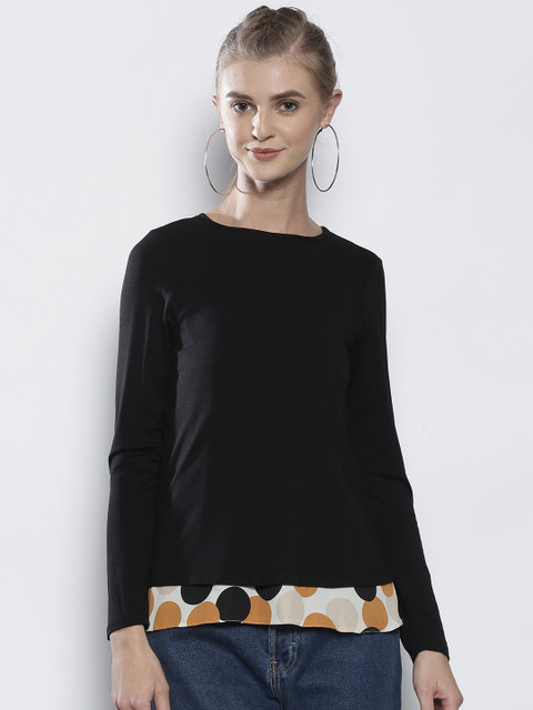 

DOROTHY PERKINS Women Black Solid Styled Back Top