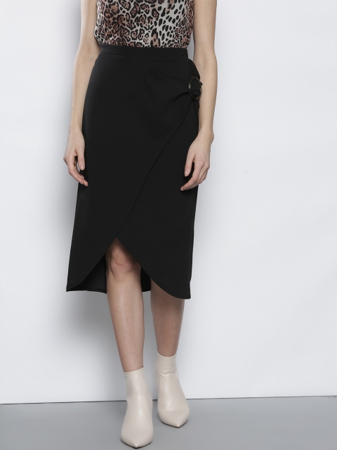 

DOROTHY PERKINS Black Solid Tulip Skirt