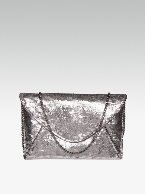 

DOROTHY PERKINS Gunmetal-Toned Sequinned Envelope Clutch, Metallic