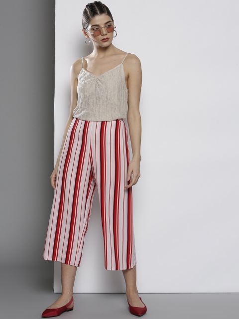 

DOROTHY PERKINS Women Pink & Red Regular Fit Striped Culottes